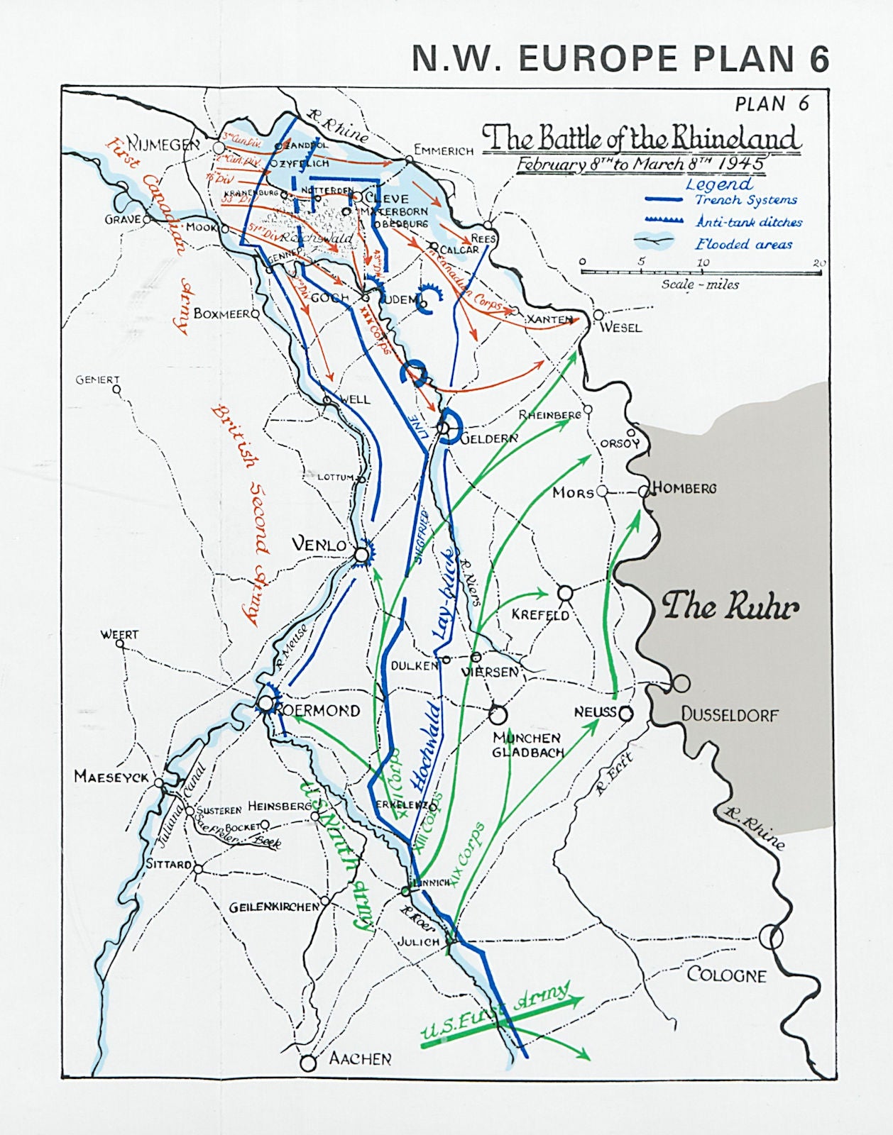 The Battle of the Rhineland, 8th February-8th March 1945. World War Two 1994 map
